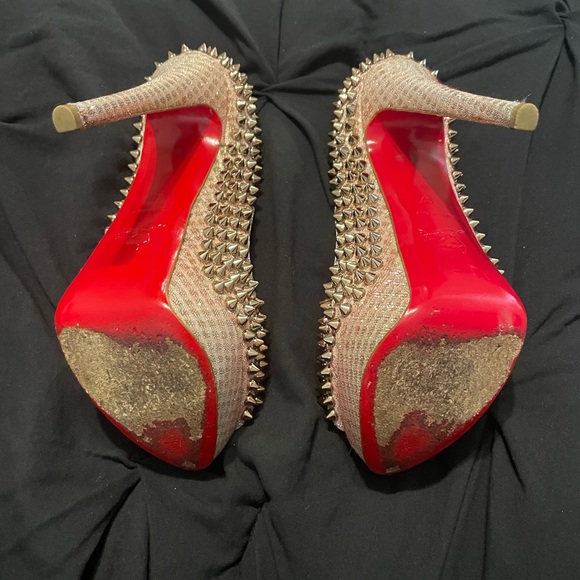 Louboutin Rose Gold Spiked Lady Peep size 37 - Picture 4 of 6